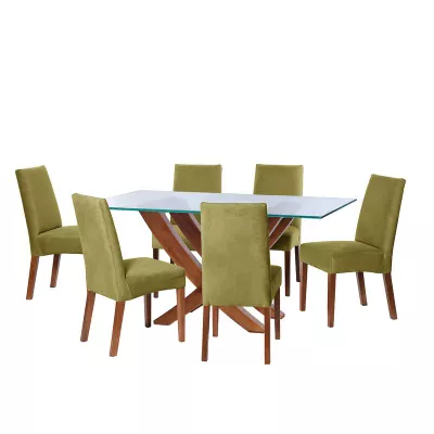 Juego De Comedor Alicante 6 Sillas Cadiz Tela Velvet Pistacho