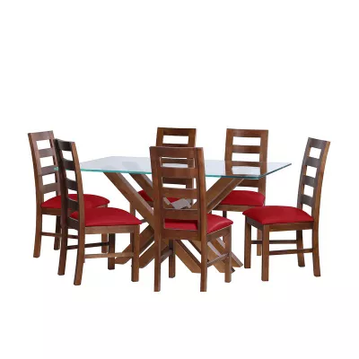 Juego De Comedor Merida 6 Sillas Granada  Pu Rojo