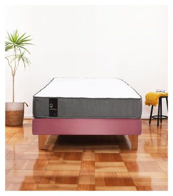 Cama Europea Zen Best 1.5 Plaza Colchon Resortes Base Dividida Tela Palo Rosa
