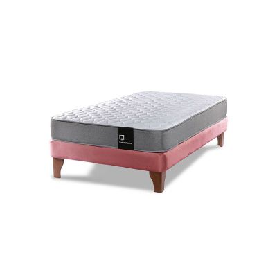 Imagen 2 del producto Cama Europea Zen Best 1.5 Plaza Colchon Resortes Base Dividida Tela Palo Rosa
