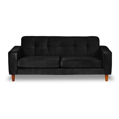SOFA SALERNO 3C TELA  VELVET  NEGRO