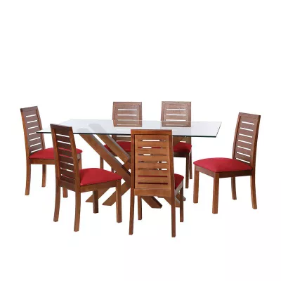 Juego De Comedor Merida 6 Sillas Tenerife Cuero Kentucky Rojo