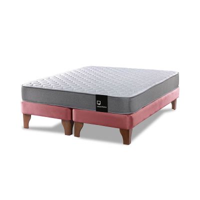 Imagen 2 del producto Cama Europea Zen Best 2 Plazas Colchon Resortes Base Dividida Tela Palo Rosa