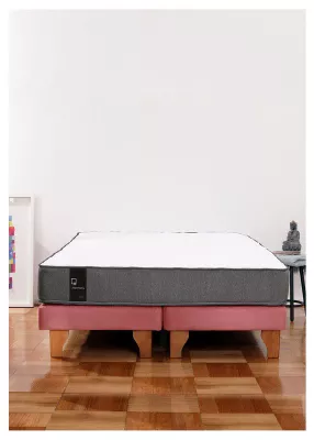 Cama Europea Zen Best 2 Plazas Colchon Resortes Base Dividida Tela Palo Rosa