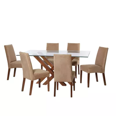 Imagen 1 del producto Juego De Comedor Merida 6 Sillas Cadiz Tela Velvet Burdeo