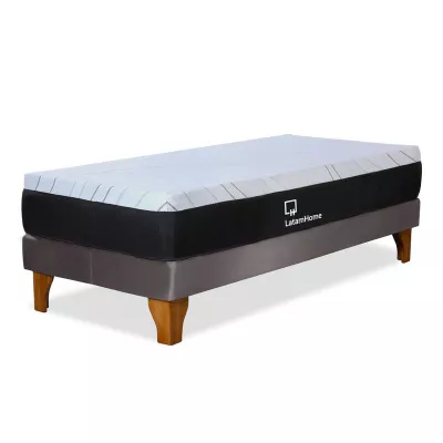 CAMA ZEN TOP FOAM VISCO TELA GRIS 1PZA