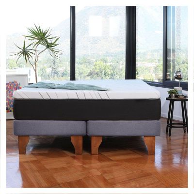Cama Zen Top Foam Soft Lino Gris Oscuro Super King