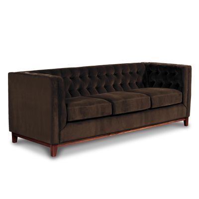 Imagen 2 del producto Sofá Roma 3 Cuerpos Capitoné Tela Velvet Chocolate