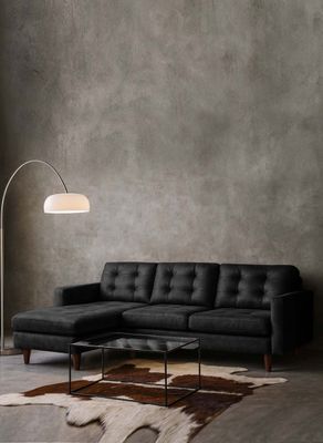 SOFA CHAISELONG IZQ NAPOLES CUERO KETUCKY NEGRO