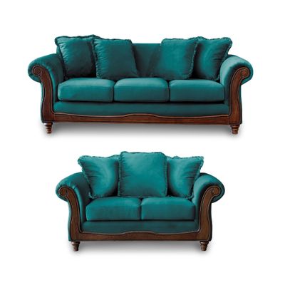 LIVING  RIMINI 3-2 TELA VELVET TURQUESA