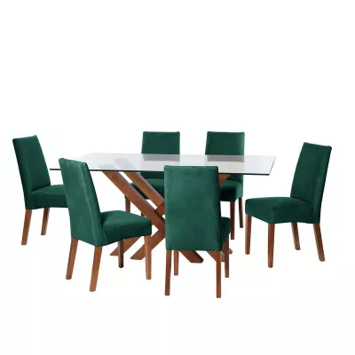 Juego De Comedor Merida 6 Sillas Cadiz Tela Velvet Verde
