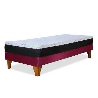 Imagen 2 del producto Cama Europea Zen Pro Colchon Resortes 1.5 Plaza Base Dividida Tela Burdeo