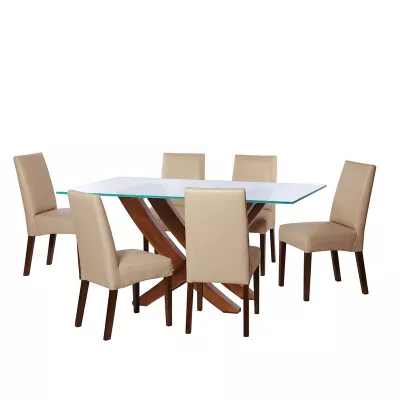 Juego De Comedor Alicante 6 Sillas Cadiz Pu Beige