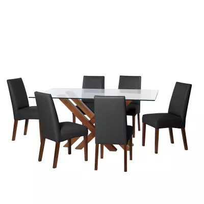 Juego De Comedor Merida 6 Sillas Cadiz Pu Negro
