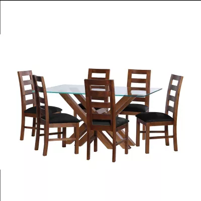 Juego De Comedor Merida 6 Sillas Granada  Tela Velvet Negro