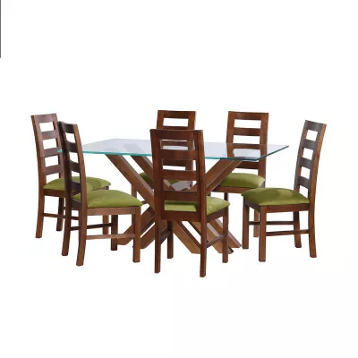 Juego De Comedor Merida 6 Sillas Granada  Tela Velvet Pistacho