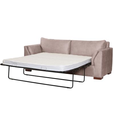 Sofá Cama Milan 2PL Cuero Kentucky Gris Con Asiento de Resortes Pocket