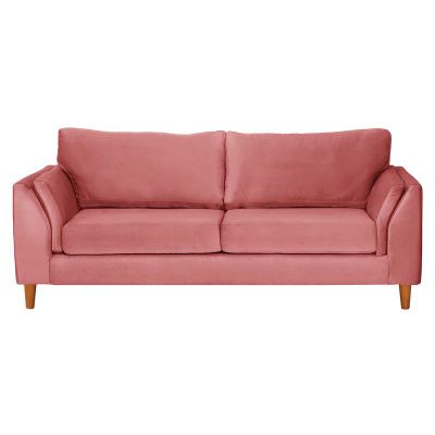 Sofá Milan 3C Tela Velvet Palo Rosa Con Asiento de Resortes Pocket