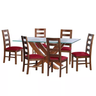 Juego De Comedor Alicante 6 Sillas Granada Cuero Kentucky Rojo