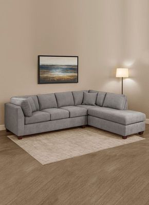 SECCIONAL PADUA DER TELA VELVET GRIS