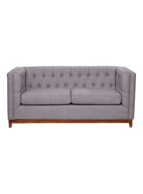 Sofá Roma 2 Cuerpos Capitoné Lino Gris Claro