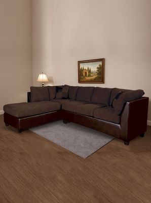 SECCIONAL PADUA IZQ PU CHOCOLATE/TELA VELVET CHOCOLATE