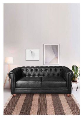 Sofa Florencia 2 Cuerpos Cuero Colorado Negro