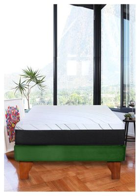Cama Europea Zen Pro Colchon Resortes 1.5 Plaza Base Dividida Tela Verde