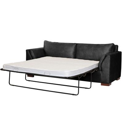 Sofá Cama Milan 2PL Cuero Kentucky Negro Con Asiento de Resortes Pocket
