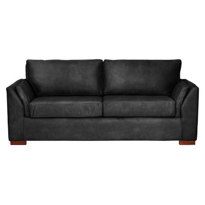 Imagen 2 del producto Sofá Cama Milan 2PL Cuero Kentucky Negro Con Asiento de Resortes Pocket