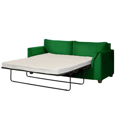 Sofá Cama Milan 2PL Tela Velvet Verde Con Asiento de Resortes Pocket
