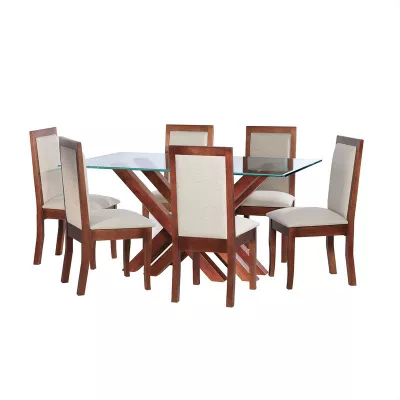 Juego De Comedor Merida 6 Sillas Girona Lino Blanco