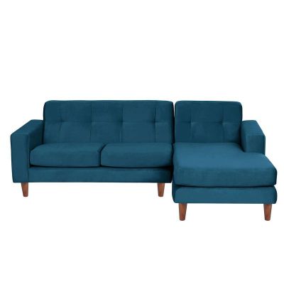 Sofa Chaiselong Der Salerno Tela  Velvet  Azul Petroleo