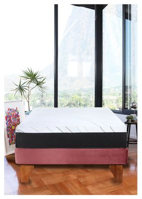 Cama Europea Zen Pro Colchon Resortes 1.5 Plaza Base Dividida Tela Palo Rosa