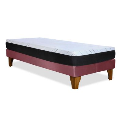 Imagen 2 del producto Cama Europea Zen Pro Colchon Resortes 1.5 Plaza Base Dividida Tela Palo Rosa