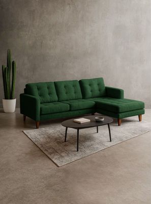 Sofa Chaiselong Der Napoles Tela Velvet  Verde
