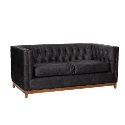 Imagen 2 del producto Sofa Roma 2 Cuerpos Capitoné Cuero Colorado Negro