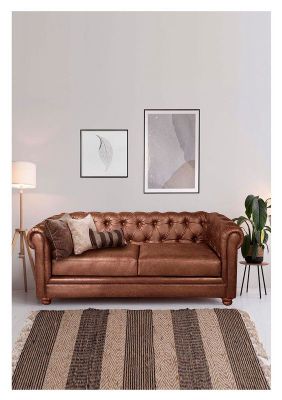 Sofa Florencia 2 Cuerpos Cuero Colorado Caramelo