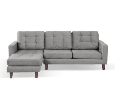 Sofa Chaiselong Izq Napoles Tela  Velvet  Gris