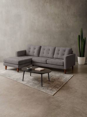 Sofa Chaiselong Izq Napoles Tela  Velvet  Gris