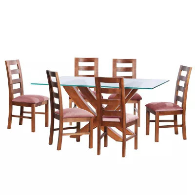 Juego De Comedor Alicante 6 Sillas Granada  Tela Velvet Palo Rosa