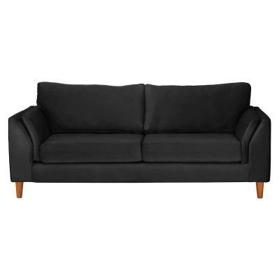 Sofá Milan 3C Tela Velvet Negro Con Asiento de Resortes Pocket