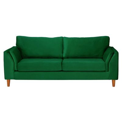 Sofá Milan 3C Tela Velvet Verde Con Asiento de Resortes Pocket