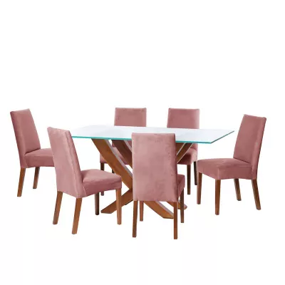 Juego De Comedor Alicante 6 Sillas Cadiz Tela Velvet Palo Rosa