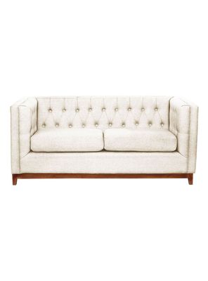 Sofá Roma 2 Cuerpos Capitoné Lino Blanco