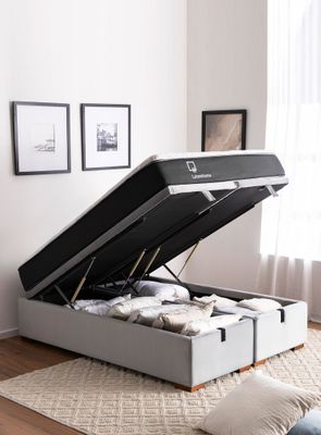 Cama Boxet 2 Plazas Base Dividida Colchon Resortes Zen Pro Con Funda Lavable