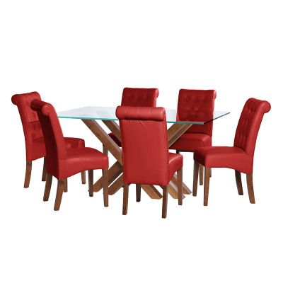 Juego De Comedor Merida 6 Sillas Oviedo Pu Rojo