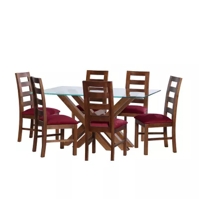 Juego De Comedor Merida 6 Sillas Granada  Tela Velvet Burdeo