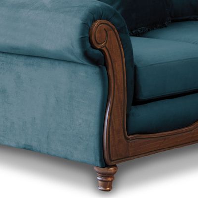 Imagen 2 del producto SOFA RIMINI 3C TELA VELVET AZUL PETROLEO