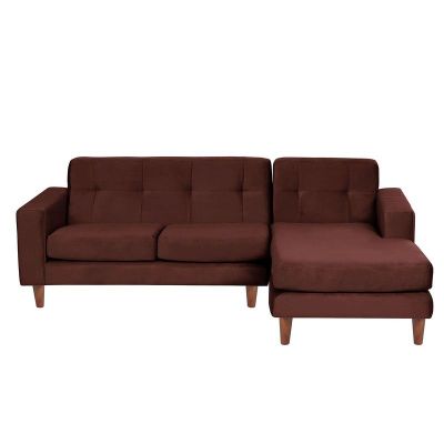 Sofa Chaiselong Der Salerno Tela  Velvet  Chocolate